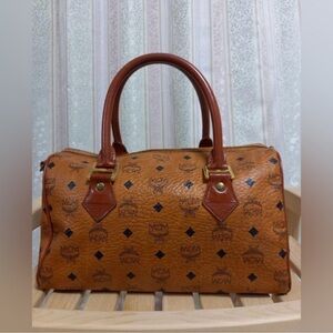 MCM Viseto cognac Boston bag